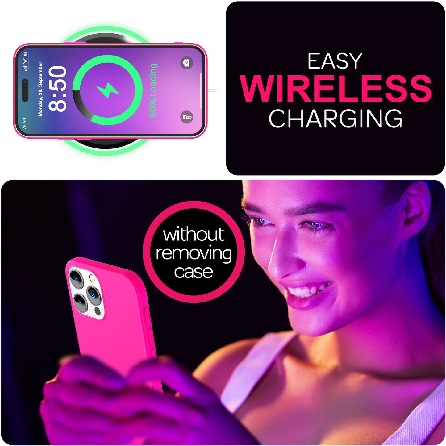 NALIA litríkt neon sílikonhulstur fyrir iPhone 16 Pro, sterkt litað hulstur, símahulstur sem rennur ekki, mjúkt hulstur