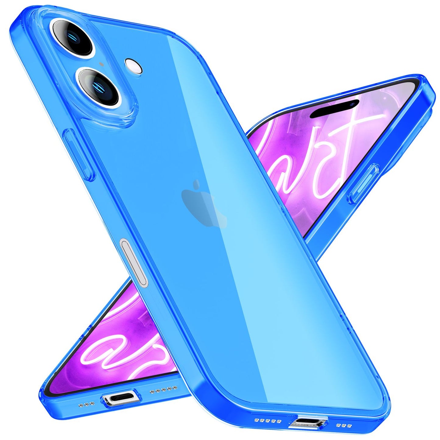 NALIA Clear Neon Case for iPhone 16 Plus, Transparent Phone Case in Vibrant Colors, Slim Silicone Case