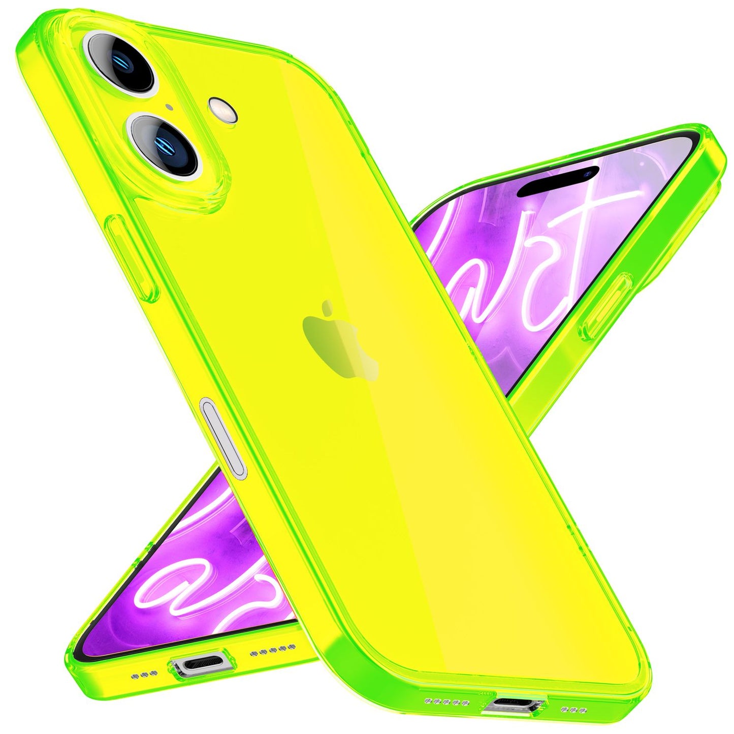 NALIA Clear Neon Case for iPhone 16 Plus, Transparent Phone Case in Vibrant Colors, Slim Silicone Case