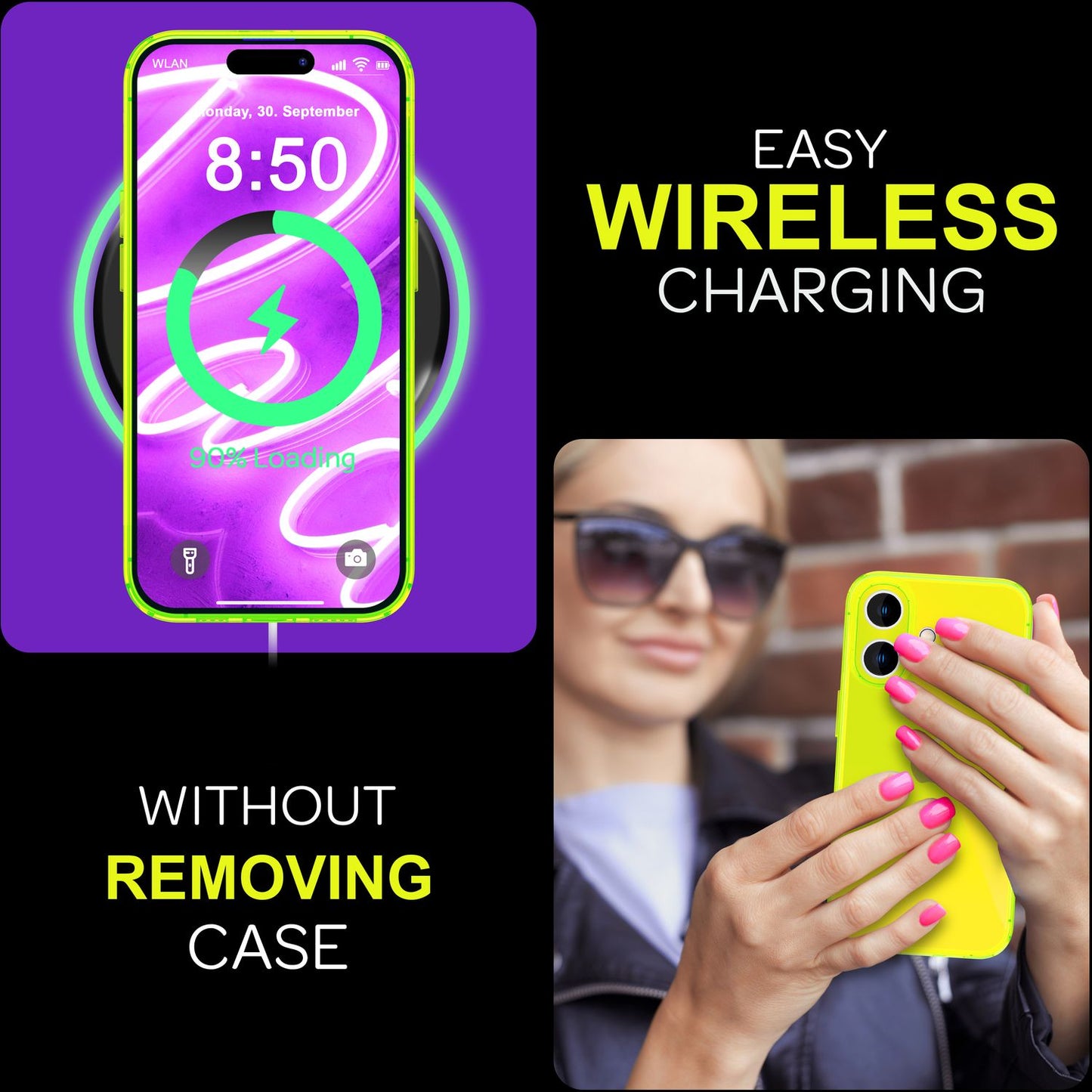 NALIA Clear Neon Case for iPhone 16 Plus, Transparent Phone Case in Vibrant Colors, Slim Silicone Case