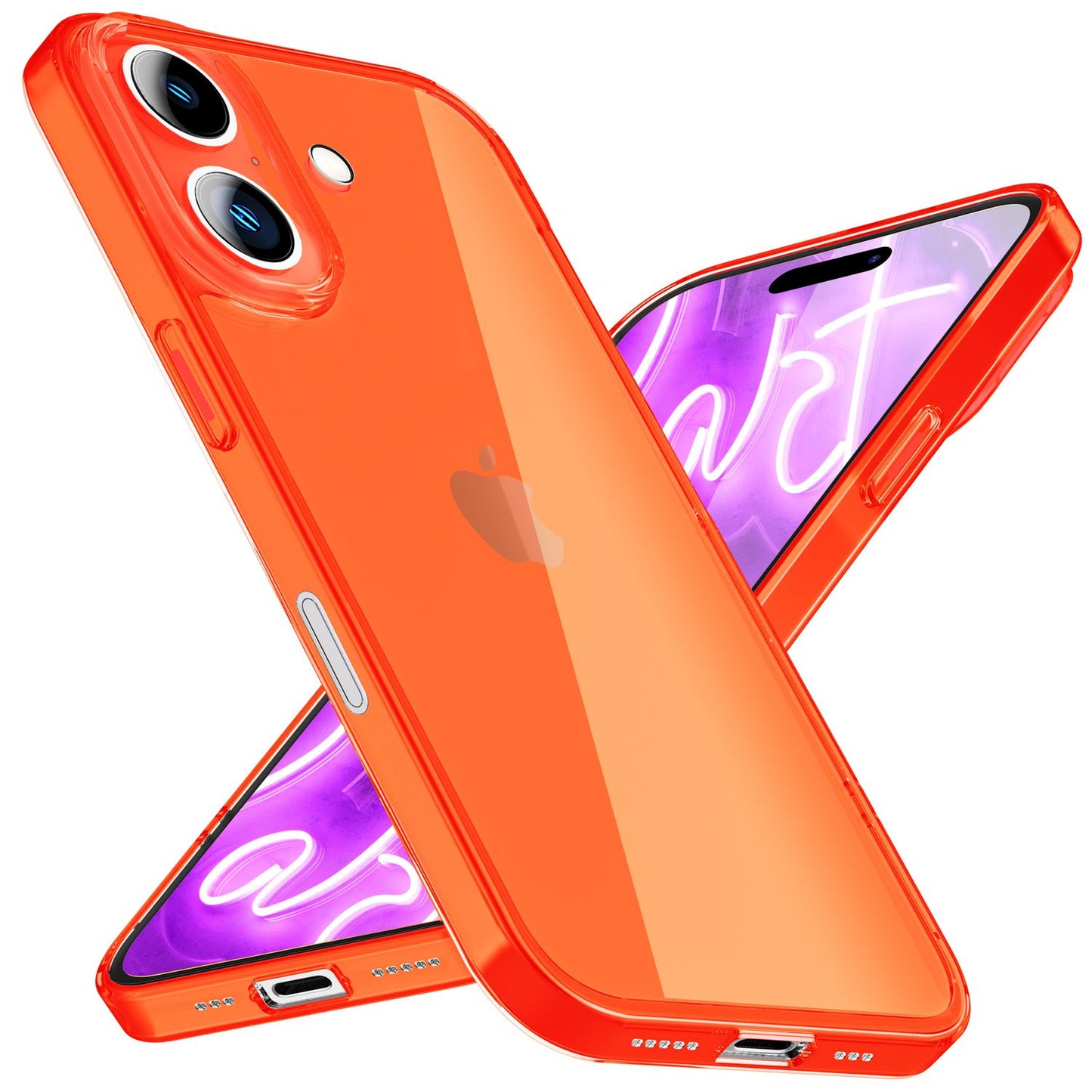 NALIA Clear Neon Case for iPhone 16 Plus, Transparent Phone Case in Vibrant Colors, Slim Silicone Case