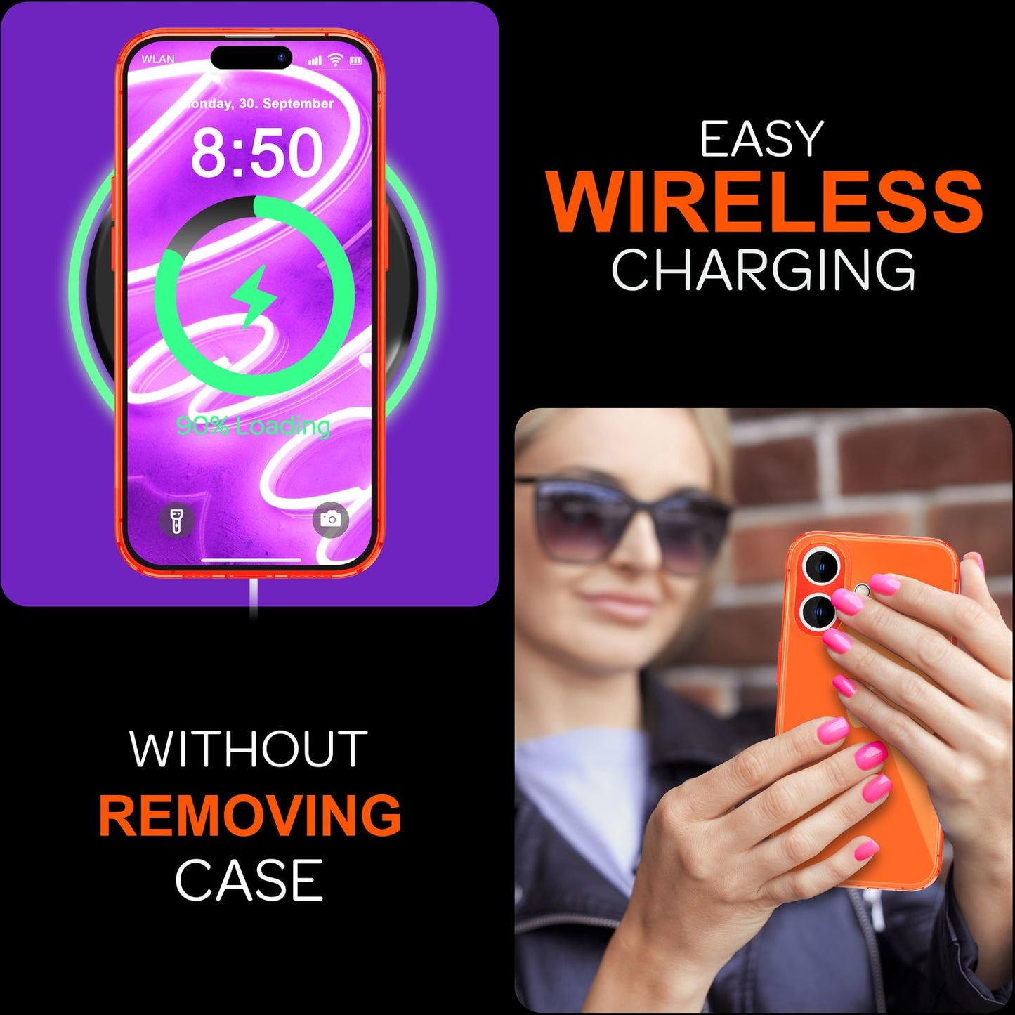 NALIA Clear Neon Case for iPhone 16 Plus, Transparent Phone Case in Vibrant Colors, Slim Silicone Case