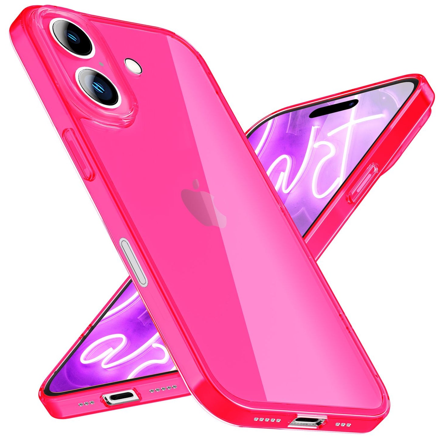 NALIA Clear Neon Case for iPhone 16 Plus, Transparent Phone Case in Vibrant Colors, Slim Silicone Case