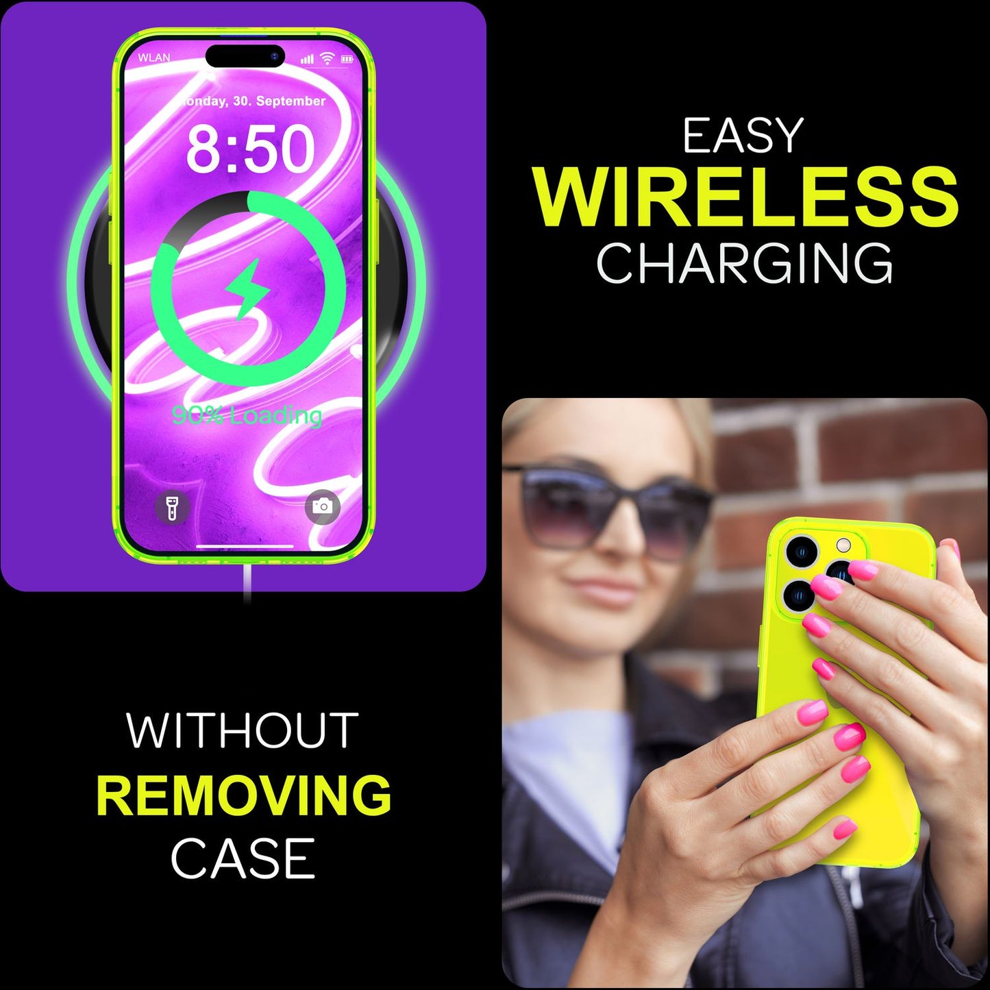 NALIA Clear Neon Case for iPhone 16 Pro, Transparent Phone Case in Vibrant Colors, Slim Silicone Case