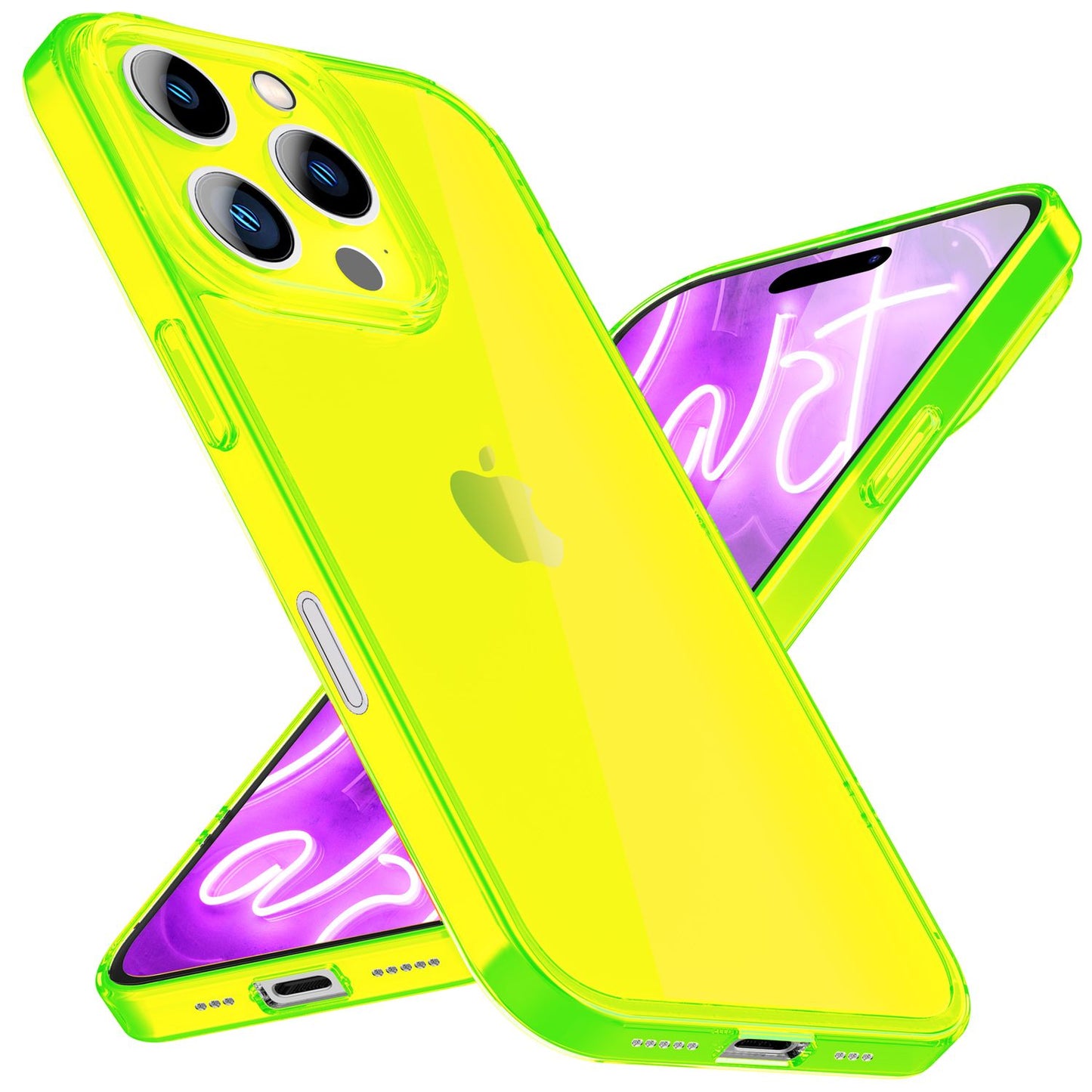 NALIA Clear Neon Case for iPhone 16 Pro Max, Transparent Phone Case in Vibrant Colors, Silicone Case