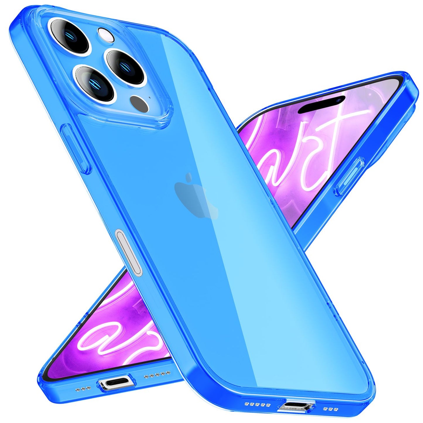 NALIA Clear Neon Case for iPhone 16 Pro Max, Transparent Phone Case in Vibrant Colors, Silicone Case