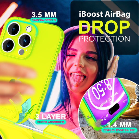NALIA Clear Neon Case for iPhone 16 Pro Max, Transparent Phone Case in Vibrant Colors, Silicone Case