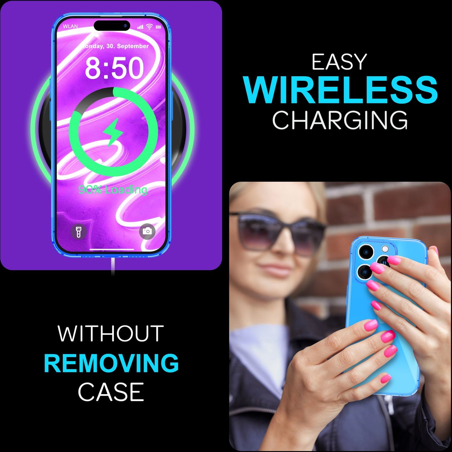 NALIA Clear Neon Case for iPhone 16 Pro Max, Transparent Phone Case in Vibrant Colors, Silicone Case