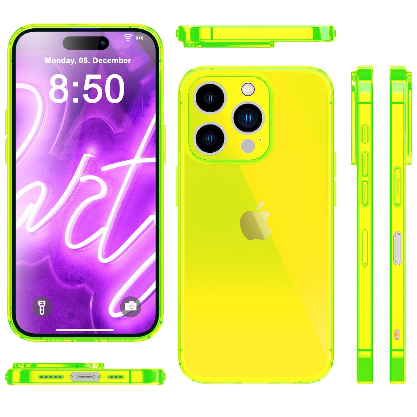 NALIA Clear Neon Case for iPhone 16 Pro Max, Transparent Phone Case in Vibrant Colors, Silicone Case