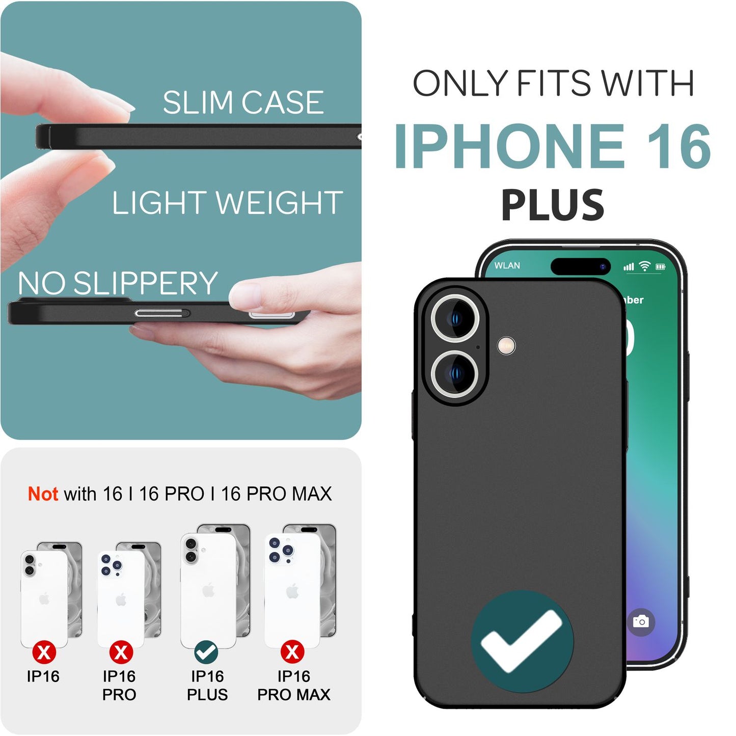 NALIA Ultra Thin Hard Case for iPhone 16 Plus, Lightweight Slim 0.5mm Phone Case, Non-Slip Protective Case