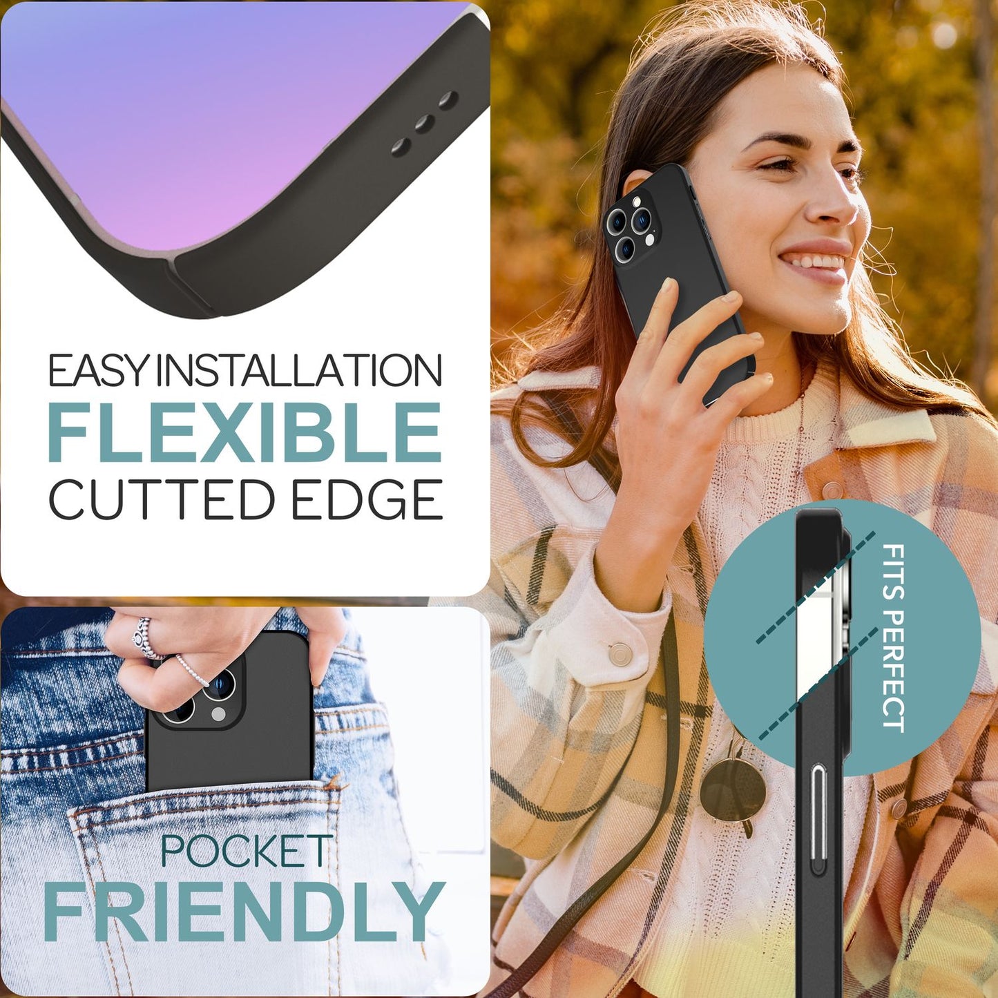 NALIA Ultraþunnt hart hulstur fyrir iPhone 16 Pro, létt og grannt 0,5 mm símahulstur, hálkuvörn