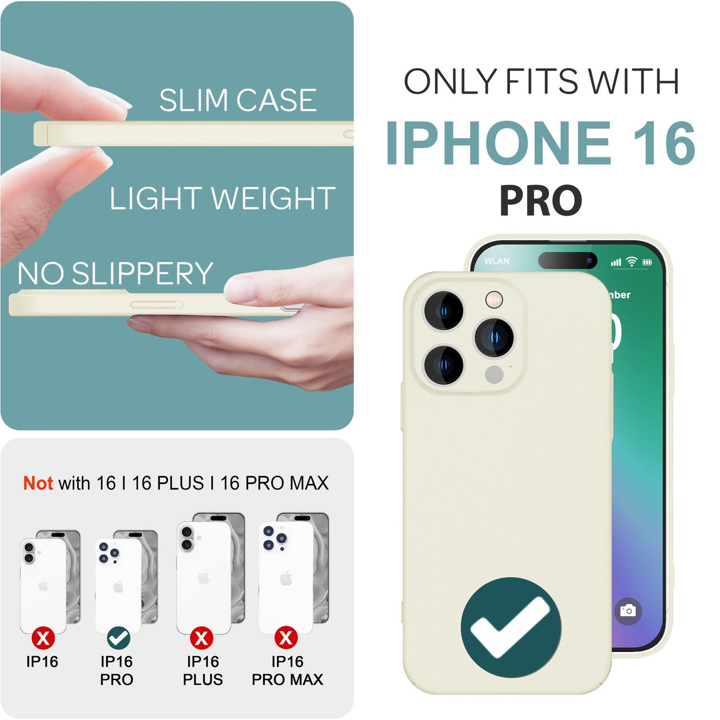 NALIA Ultraþunnt hart hulstur fyrir iPhone 16 Pro, létt og grannt 0,5 mm símahulstur, hálkuvörn