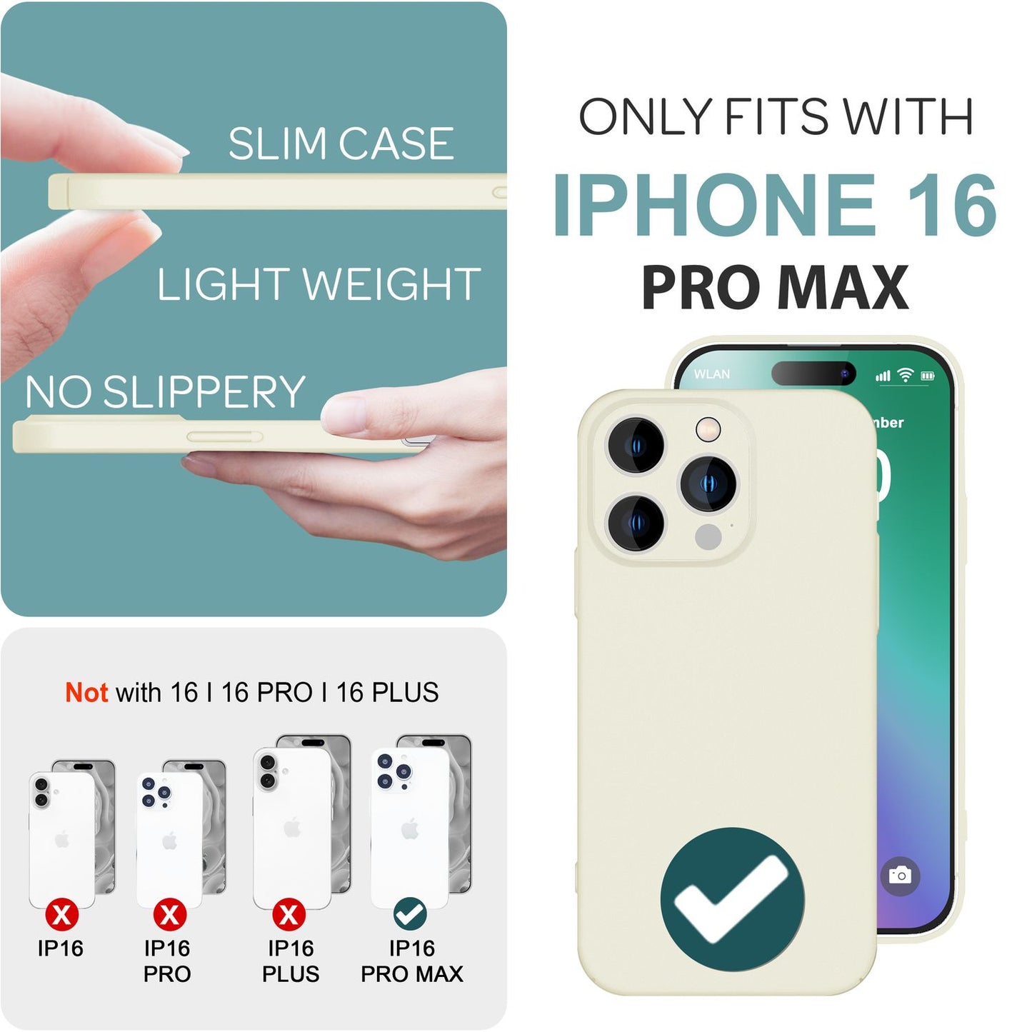 NALIA Ultraþunnt hart hulstur fyrir iPhone 16 Pro Max, létt og grannt 0,5 mm símahulstur, hálkuvörn