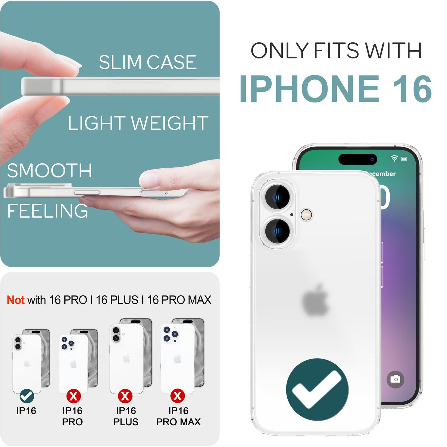 NALIA Extremely Thin Protective Case for iPhone 16, 0.3mm Slim Ultra Slim Cover Case, Semi-Transparent Phone Case