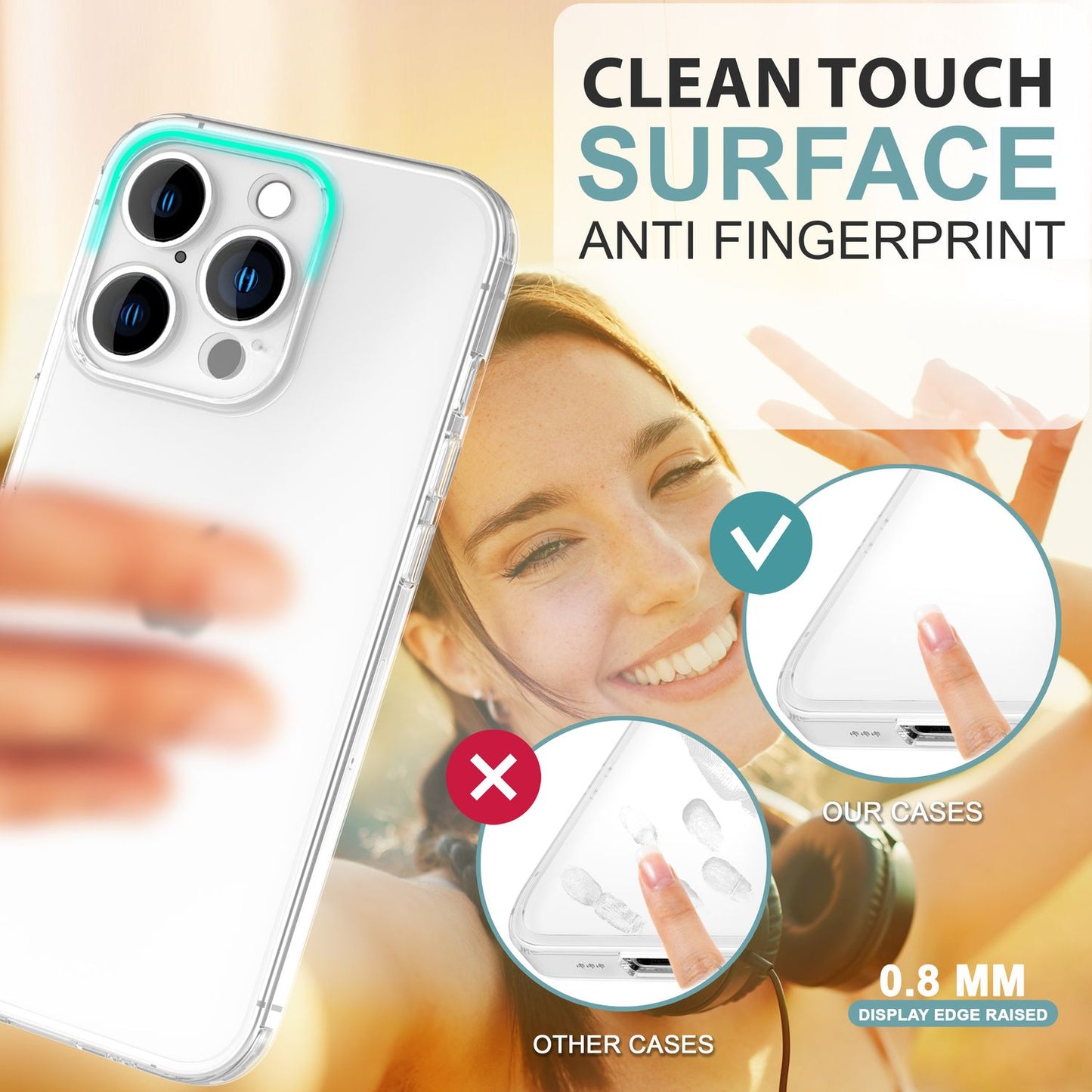 NALIA afar þunnt verndarhulstur fyrir iPhone 16 Pro, 0,3 mm þunnt, ultra-þunnt hulstur, hálfgagnsætt símahulstur