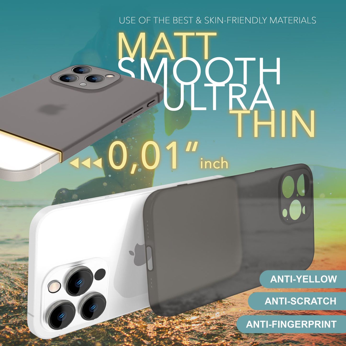 NALIA Extrem Dünne Schutzhülle für iPhone 16 Pro Max, 0,3mm Cover Ultra Slim Hülle, Semi-Transparente Handyhülle