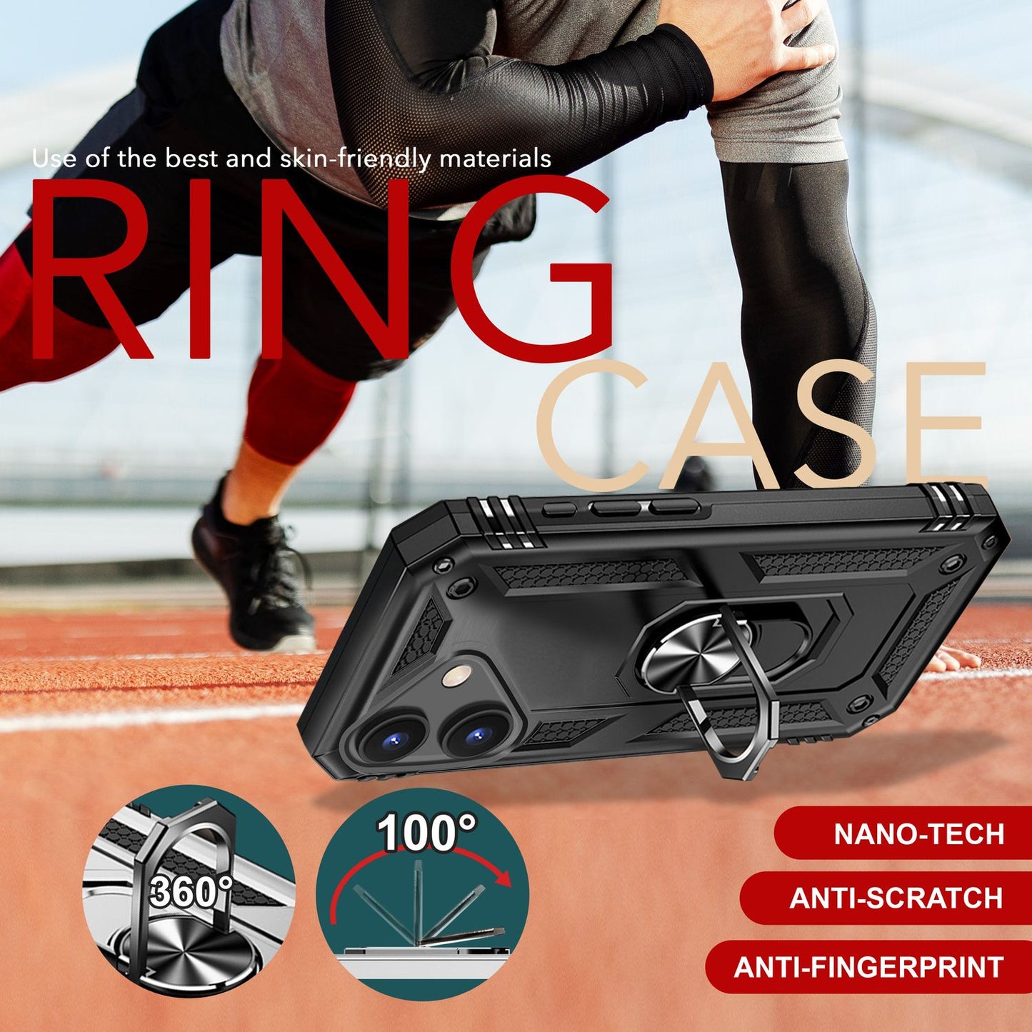 NALIA Military-Style Ring Case for iPhone 16 Plus, Extreme Protection Armored Phone Case, Hard Case with 360° Ring