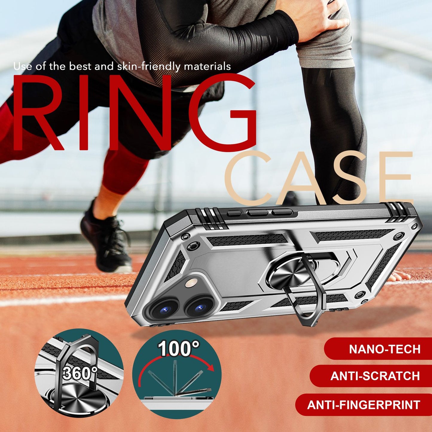 NALIA Military-Style Ring Case for iPhone 16 Plus, Extreme Protection Armored Phone Case, Hard Case with 360° Ring