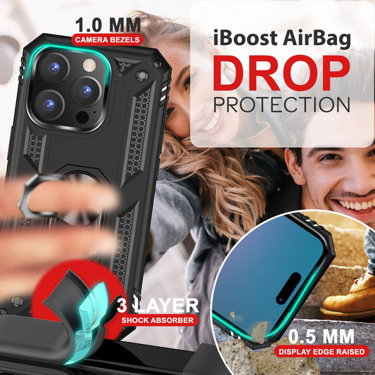 NALIA Military-Style Ring Case for iPhone 16 Pro, Extreme Protection Armored Phone Case, Hard Case with 360° Ring