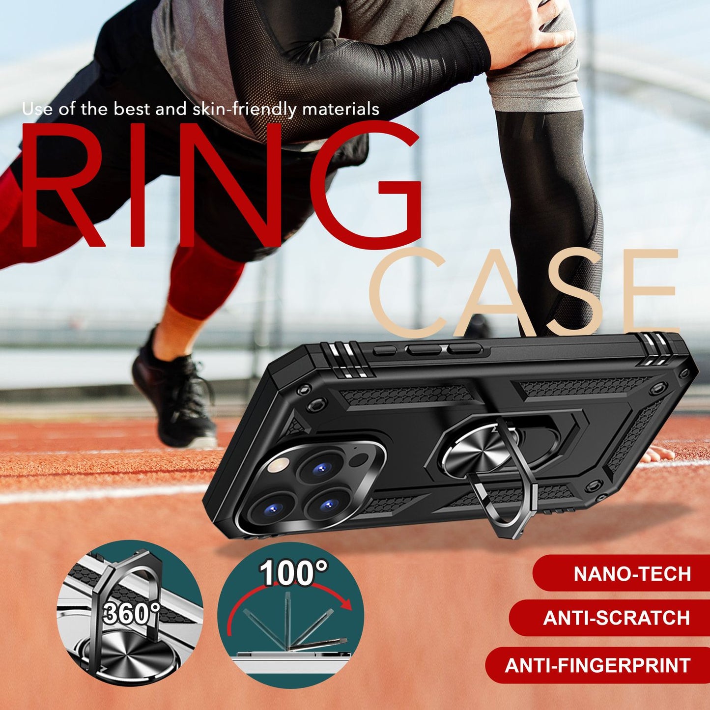 NALIA Military-Style Ring Case for iPhone 16 Pro Max, Extreme Protection Phone Case, Hard Case with 360° Ring