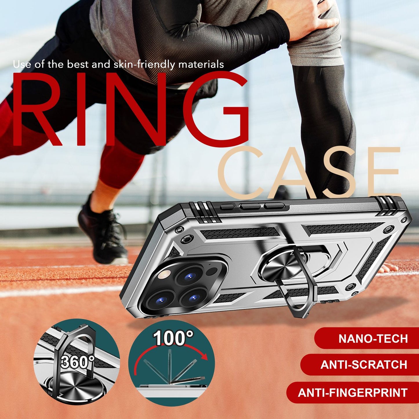 NALIA Military-Style Ring Case for iPhone 16 Pro Max, Extreme Protection Phone Case, Hard Case with 360° Ring