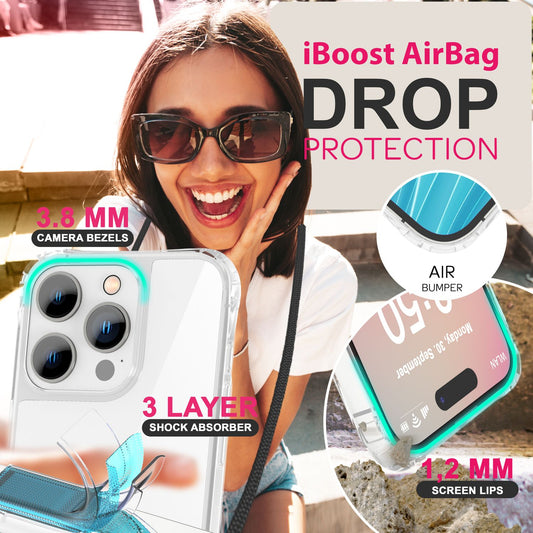 NALIA Clear Case with Neck Strap for iPhone 16 Pro, Transparent Protective Phone Case with Phone Chain