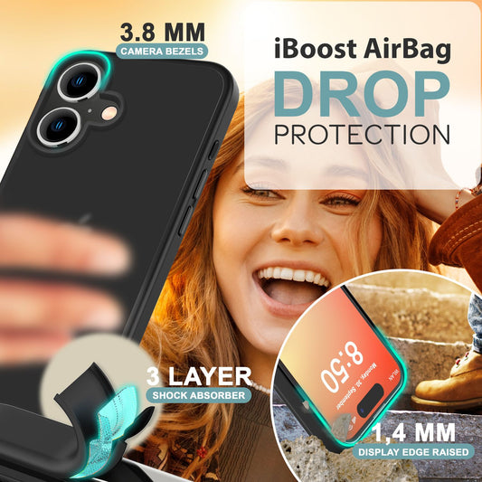 NALIA Matte Hybrid Case for iPhone 16, Anti-Fingerprint Acrylic Back &amp; Silicone Edge, Semi-Transparent