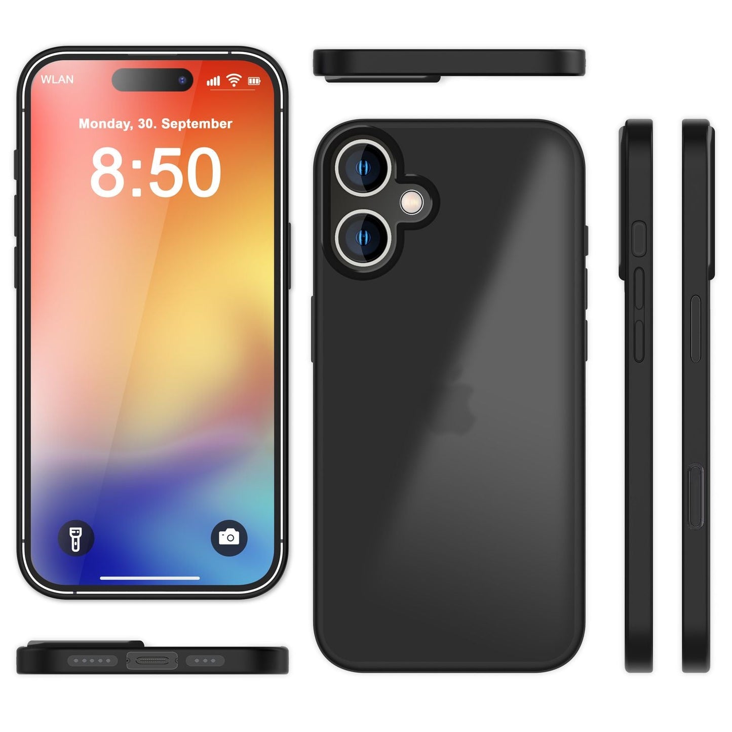 NALIA Matte Hybrid Case for iPhone 16, Anti-Fingerprint Acrylic Back &amp; Silicone Edge, Semi-Transparent