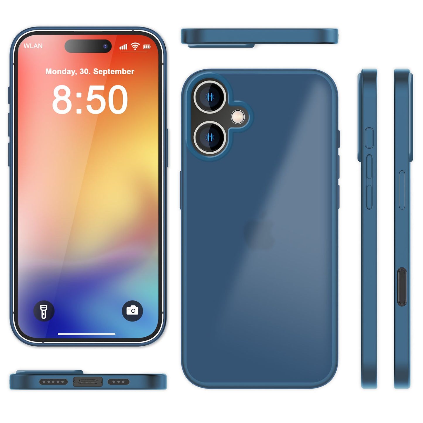 NALIA Matte Hybrid Case for iPhone 16, Anti-Fingerprint Acrylic Back &amp; Silicone Edge, Semi-Transparent