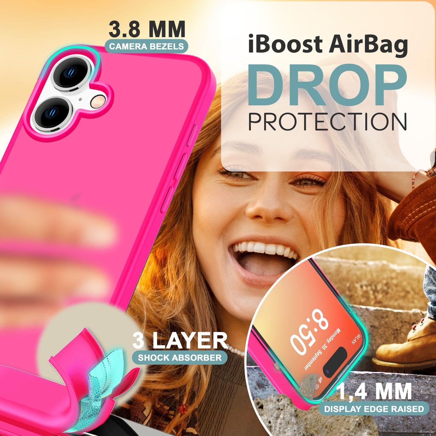 NALIA Matte Hybrid Case for iPhone 16, Anti-Fingerprint Acrylic Back &amp; Silicone Edge, Semi-Transparent