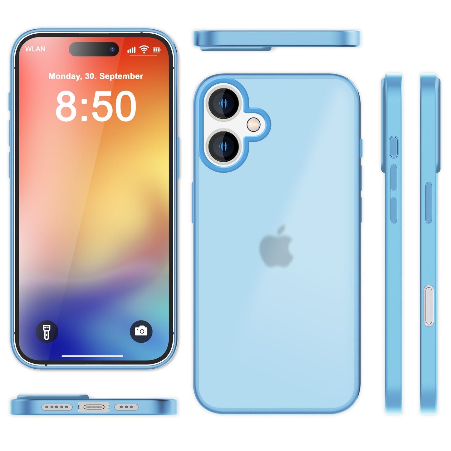 NALIA Matte Hybrid Case for iPhone 16, Anti-Fingerprint Acrylic Back &amp; Silicone Edge, Semi-Transparent