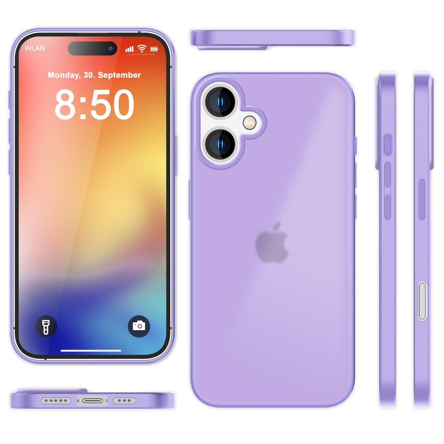 NALIA Matte Hybrid Case for iPhone 16, Anti-Fingerprint Acrylic Back &amp; Silicone Edge, Semi-Transparent