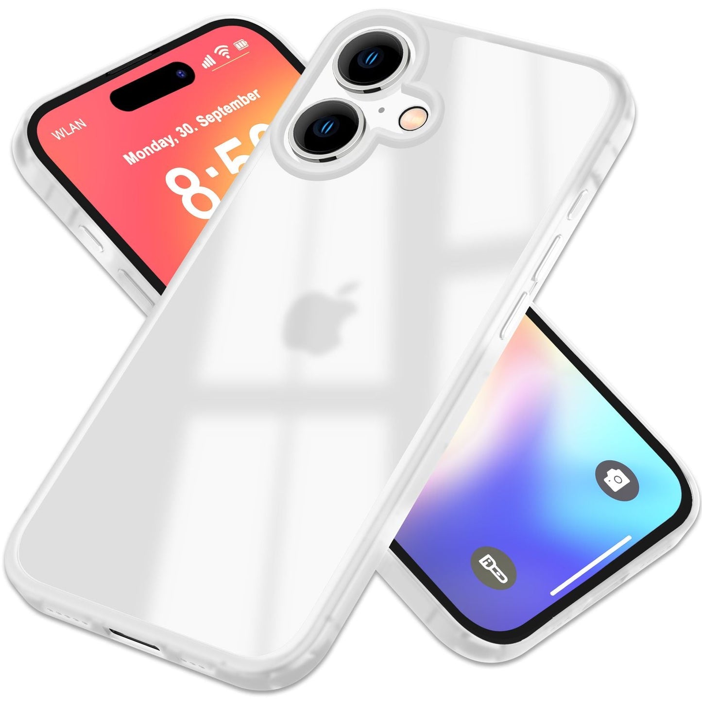 NALIA Matte Hybrid Case for iPhone 16, Anti-Fingerprint Acrylic Back &amp; Silicone Edge, Semi-Transparent