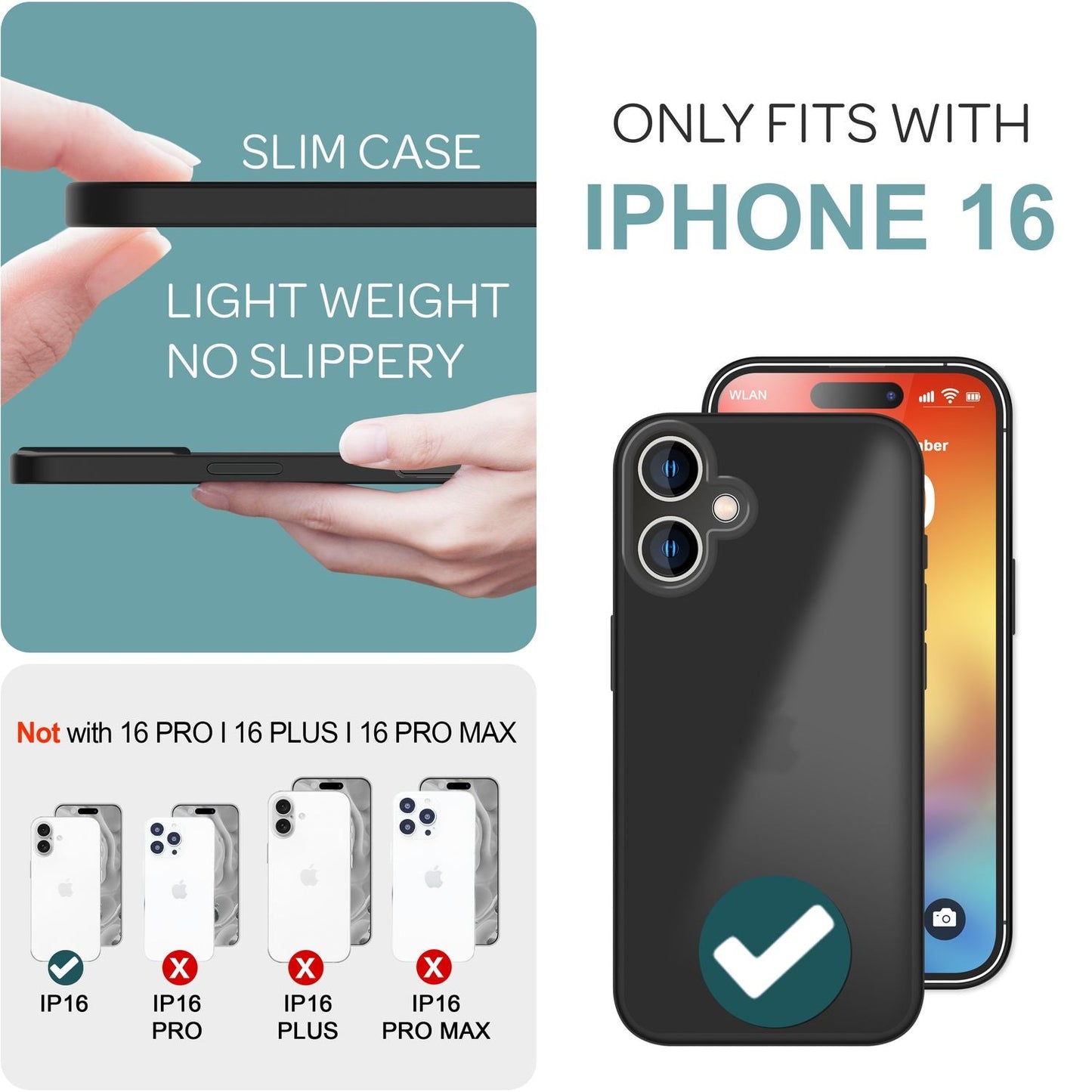 NALIA Matte Hybrid Case for iPhone 16, Anti-Fingerprint Acrylic Back &amp; Silicone Edge, Semi-Transparent