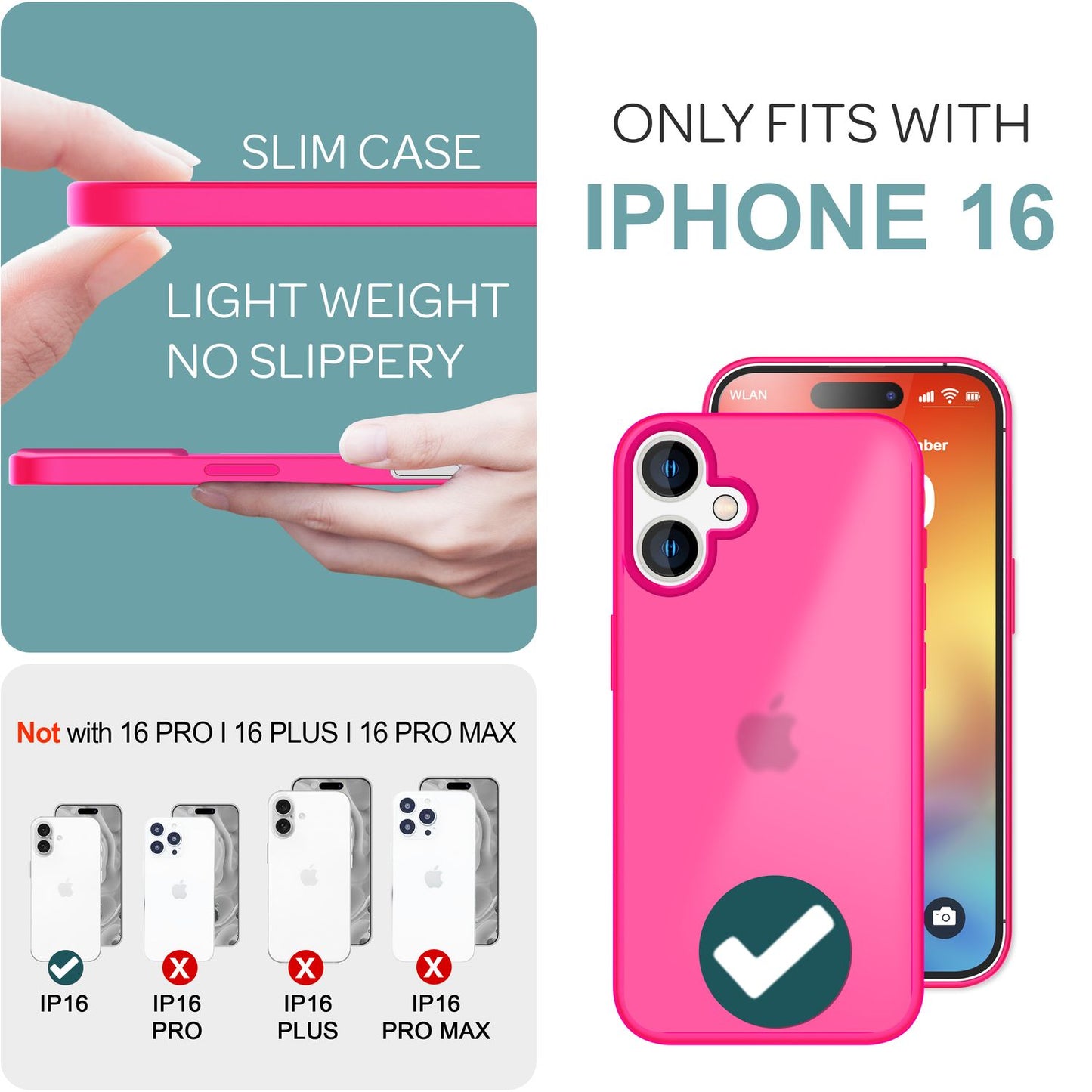 NALIA Matte Hybrid Case for iPhone 16, Anti-Fingerprint Acrylic Back &amp; Silicone Edge, Semi-Transparent