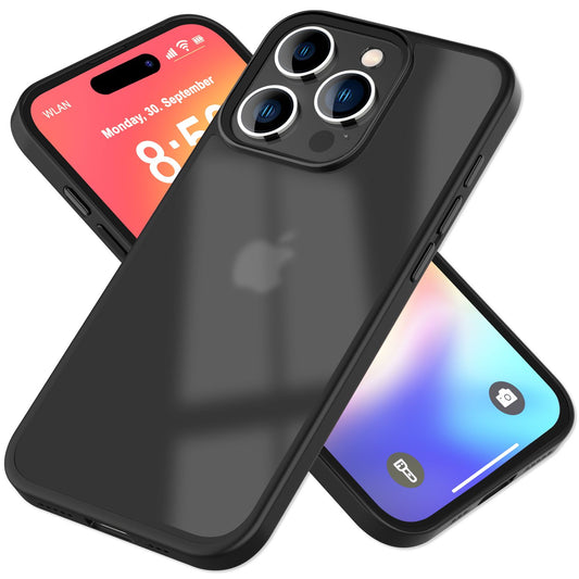 NALIA Matt Hybrid hulstur fyrir iPhone 16 Pro, fingrafaravarnandi akrýlbakhlið og sílikon, hálfgagnsætt