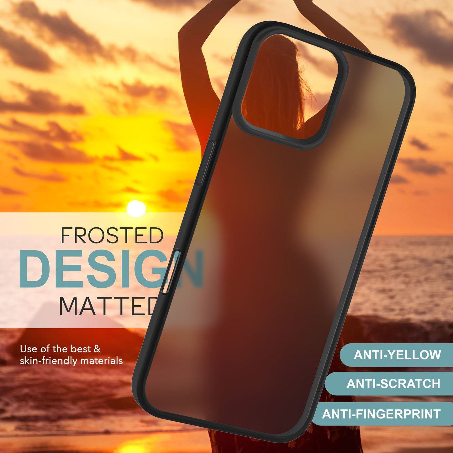 NALIA Matte Hybrid Hülle für iPhone 16 Pro, Anti-Fingerabdruck Acryl Rückseite & Silikon, Semi-Transparent