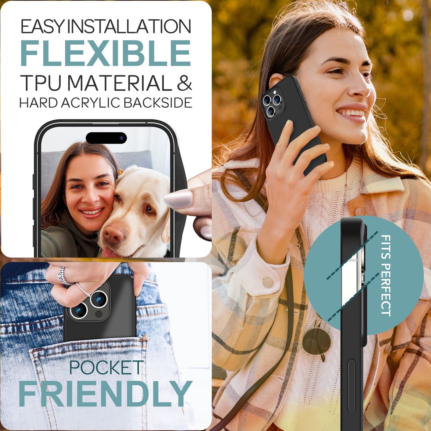 NALIA Matt Hybrid hulstur fyrir iPhone 16 Pro Max, akrýl bakhlið gegn fingraförum, hálfgagnsætt hulstur