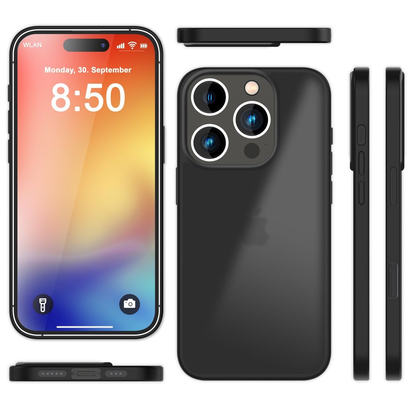 NALIA Matt Hybrid hulstur fyrir iPhone 16 Pro Max, akrýl bakhlið gegn fingraförum, hálfgagnsætt hulstur