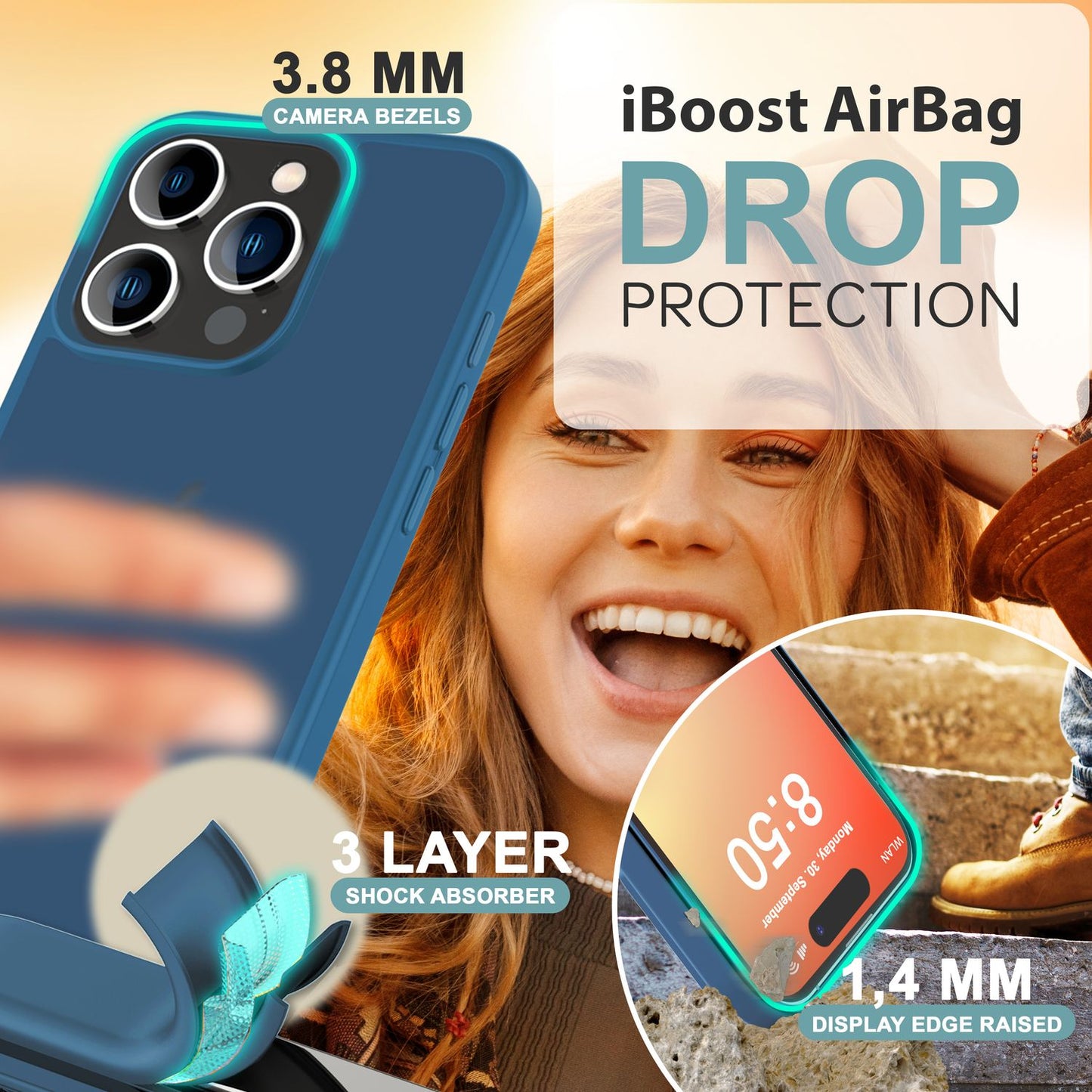 NALIA Matt Hybrid hulstur fyrir iPhone 16 Pro Max, akrýl bakhlið gegn fingraförum, hálfgagnsætt hulstur