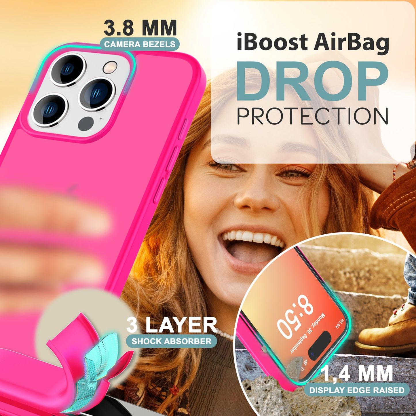 NALIA Matt Hybrid hulstur fyrir iPhone 16 Pro Max, akrýl bakhlið gegn fingraförum, hálfgagnsætt hulstur