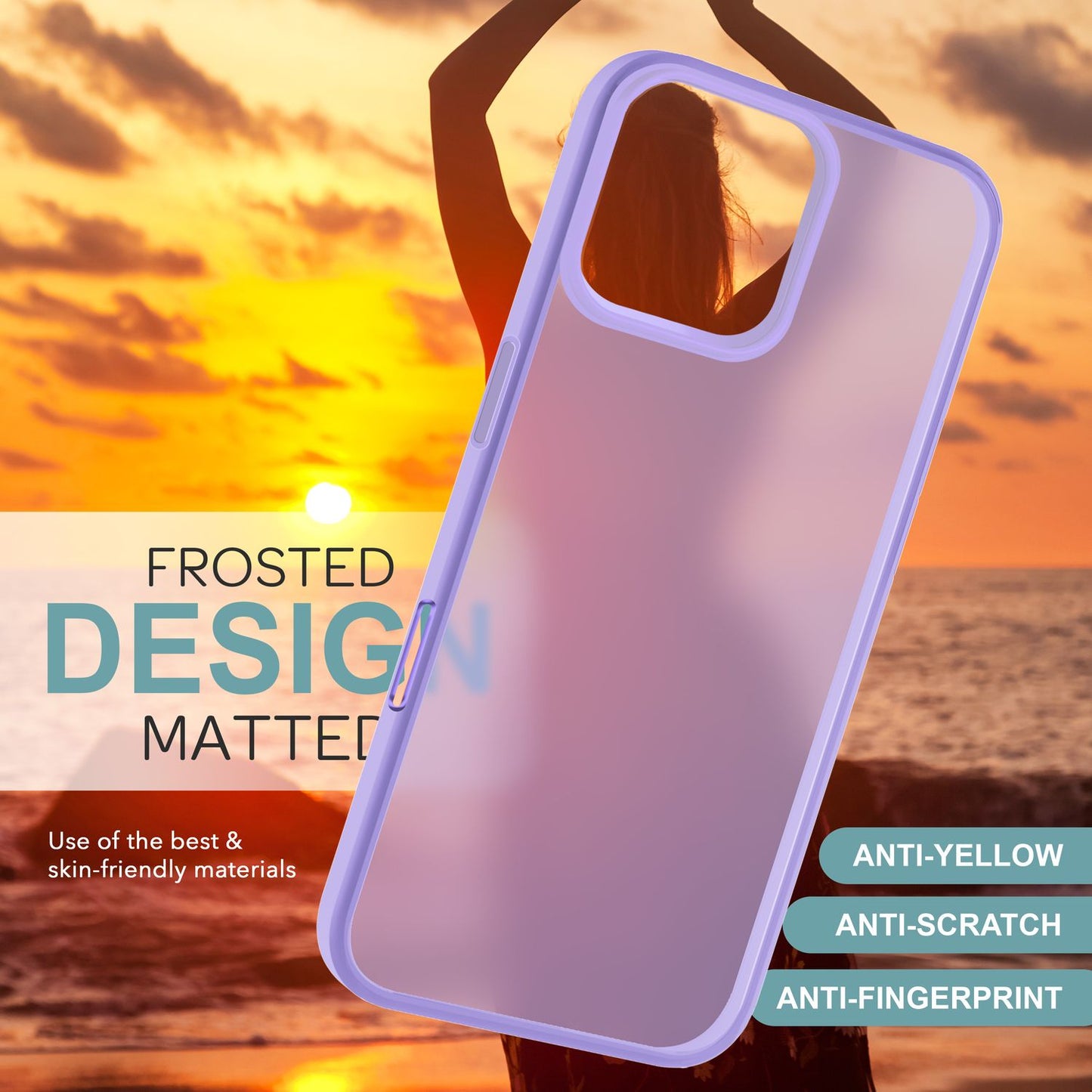 NALIA Matt Hybrid hulstur fyrir iPhone 16 Pro Max, akrýl bakhlið gegn fingraförum, hálfgagnsætt hulstur