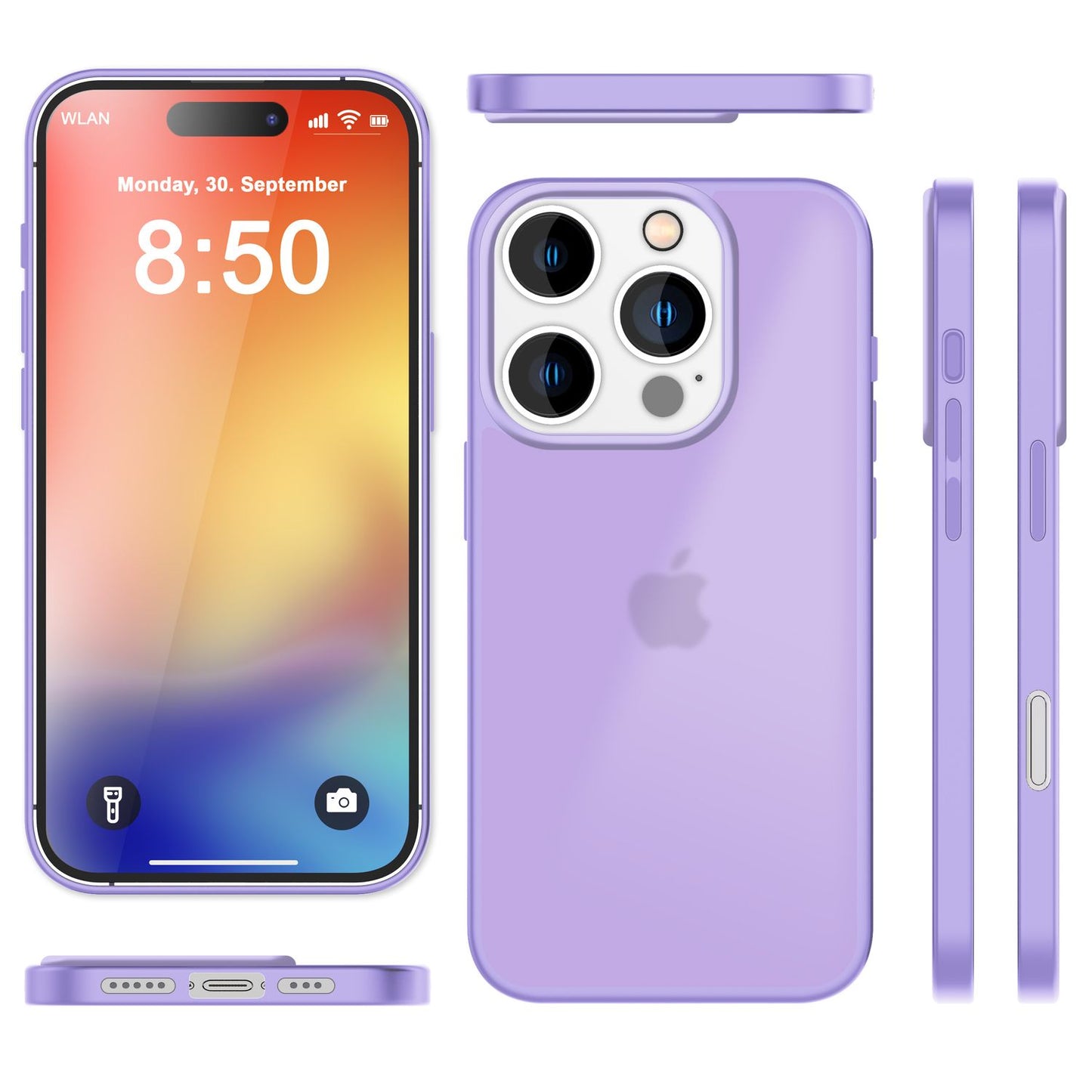 NALIA Matt Hybrid hulstur fyrir iPhone 16 Pro Max, akrýl bakhlið gegn fingraförum, hálfgagnsætt hulstur