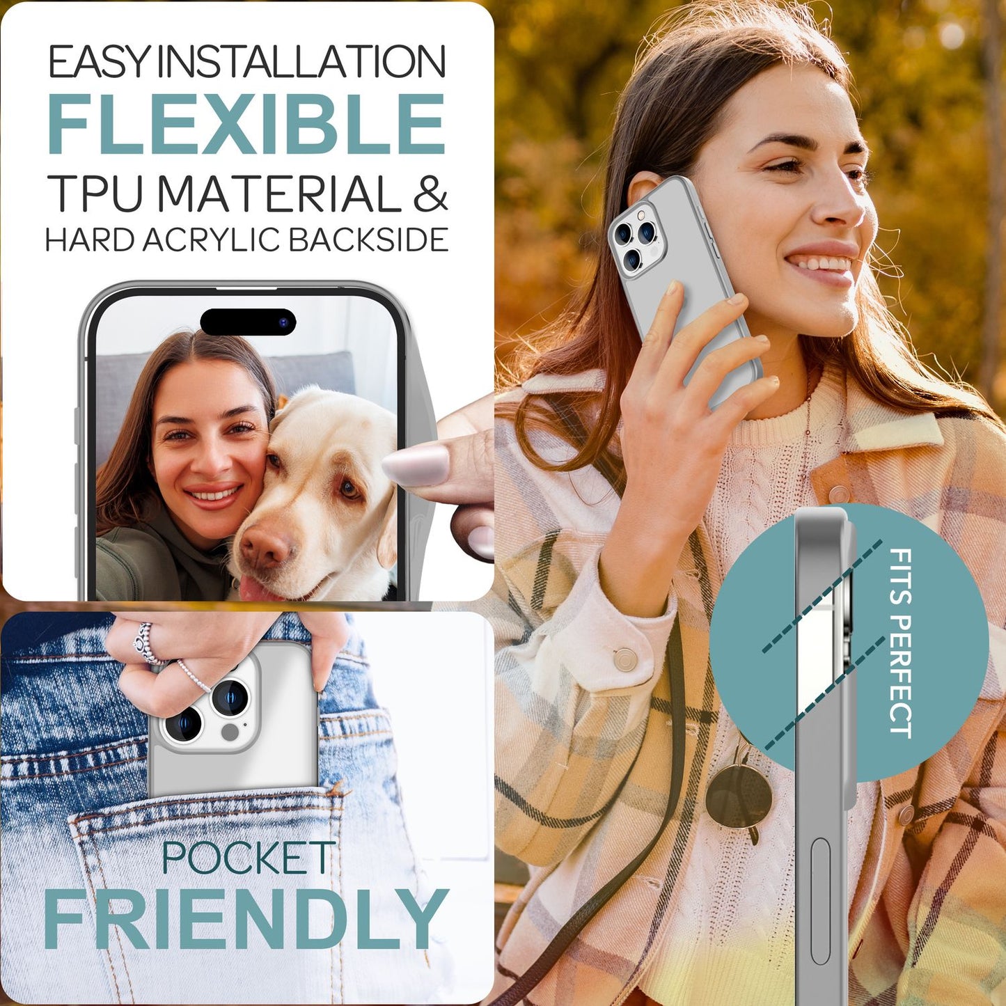 NALIA Matt Hybrid hulstur fyrir iPhone 16 Pro Max, akrýl bakhlið gegn fingraförum, hálfgagnsætt hulstur