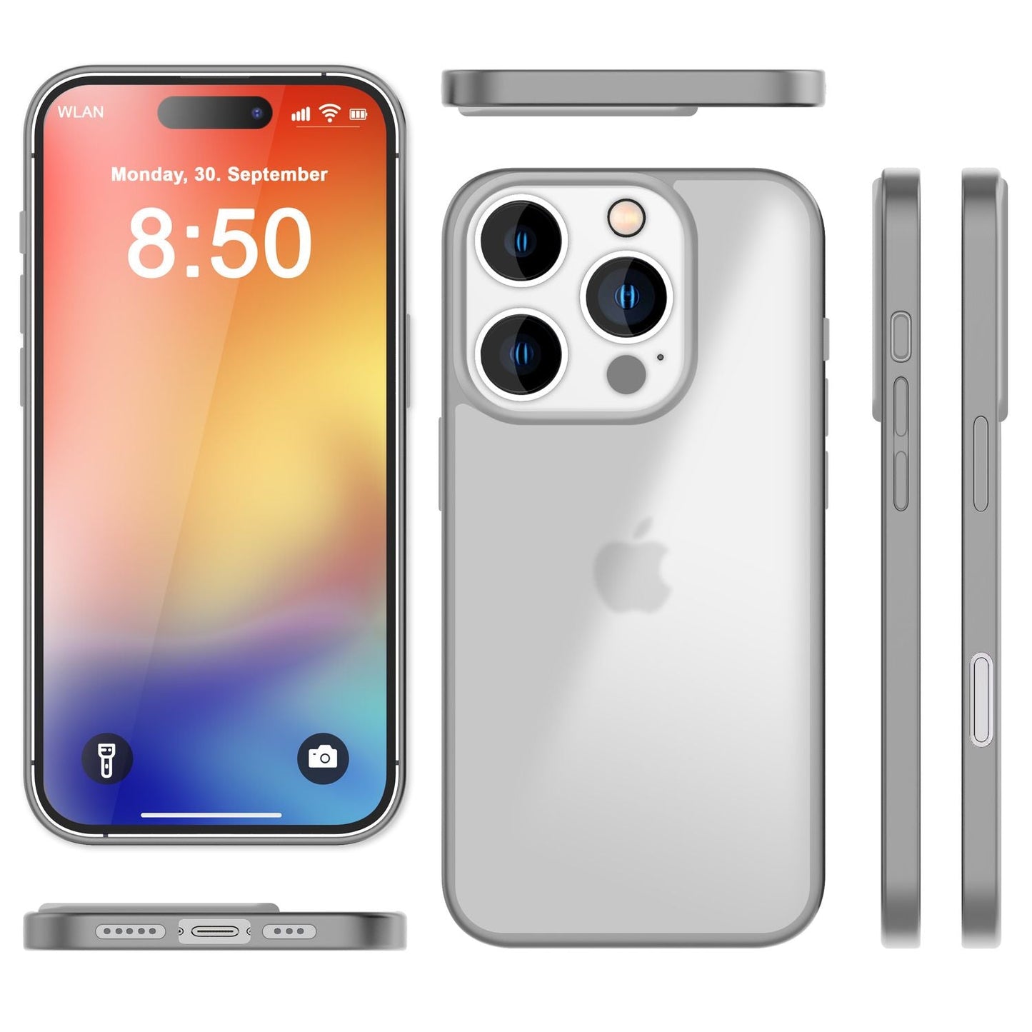 NALIA Matt Hybrid hulstur fyrir iPhone 16 Pro Max, akrýl bakhlið gegn fingraförum, hálfgagnsætt hulstur