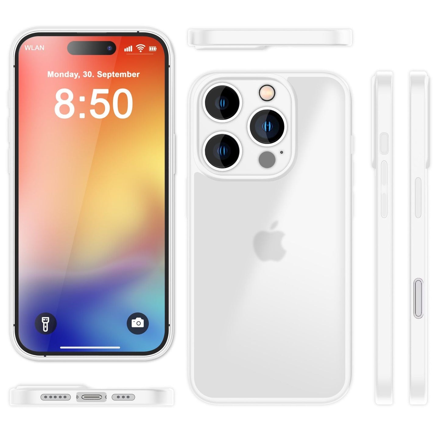 NALIA Matt Hybrid hulstur fyrir iPhone 16 Pro Max, akrýl bakhlið gegn fingraförum, hálfgagnsætt hulstur