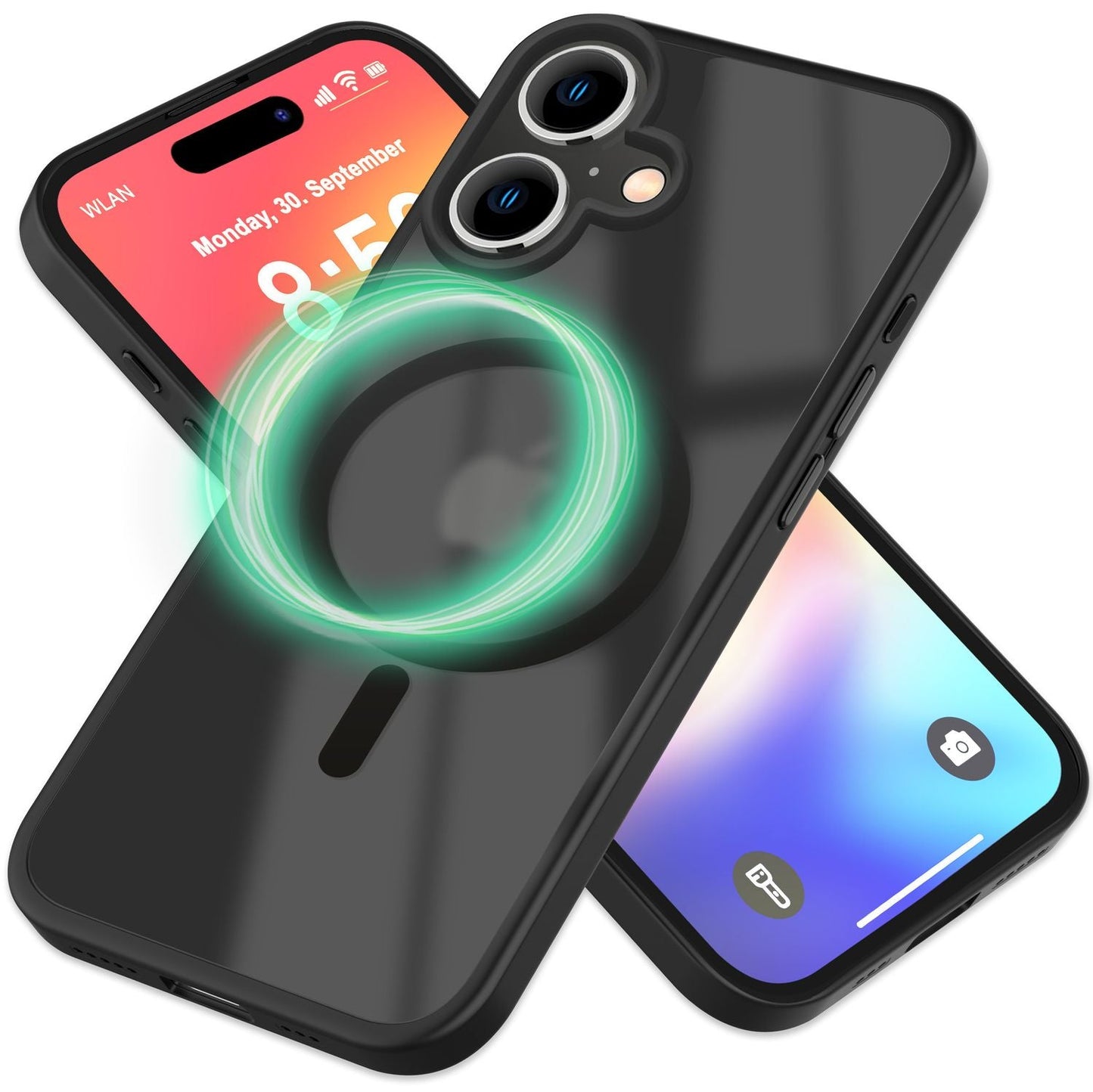 NALIA Matt MagSafe Hybrid hulstur fyrir iPhone 16, fingrafaravarnandi akrýlbakhlið, hálfgagnsætt hulstur