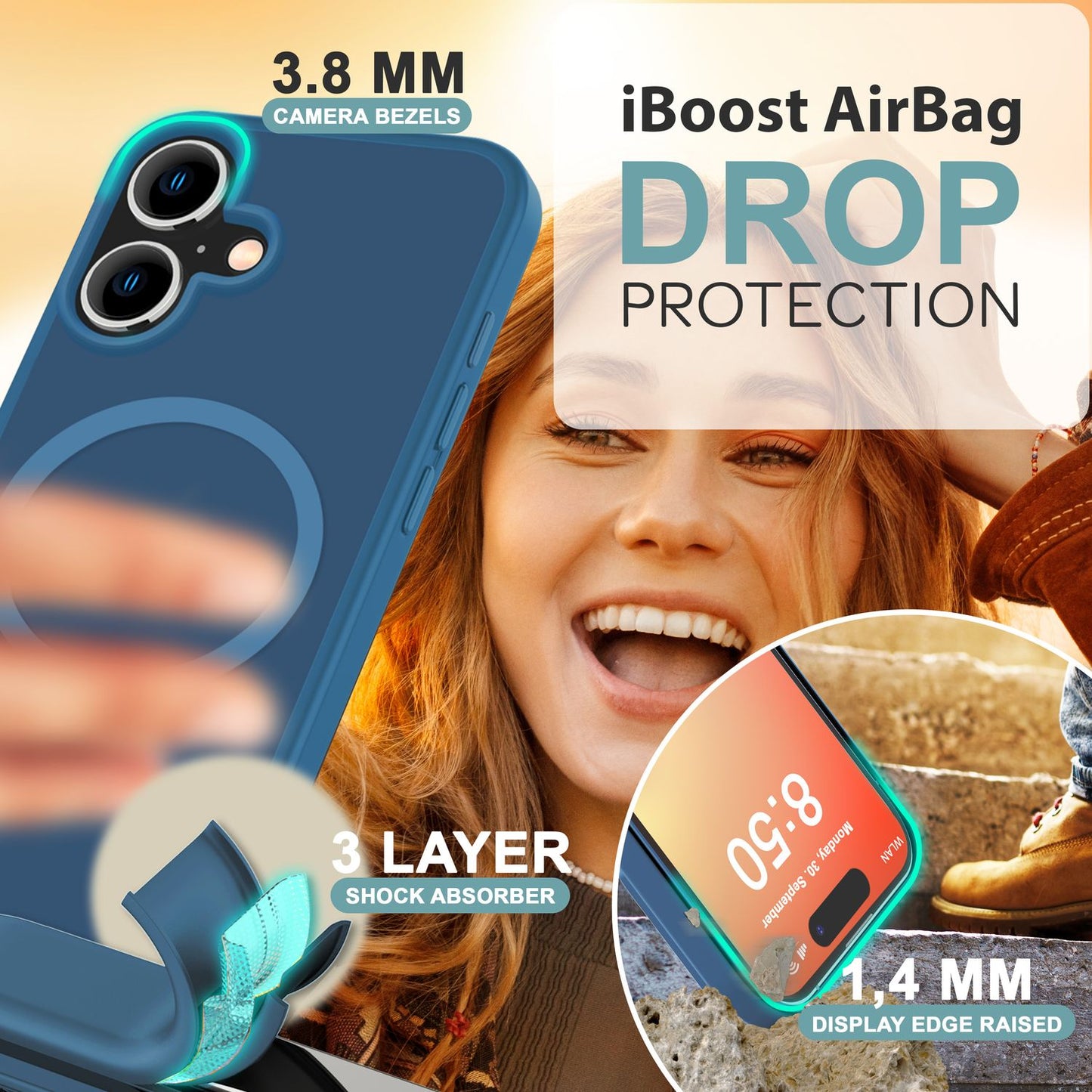 NALIA Matt MagSafe Hybrid hulstur fyrir iPhone 16, fingrafaravarnandi akrýlbakhlið, hálfgagnsætt hulstur