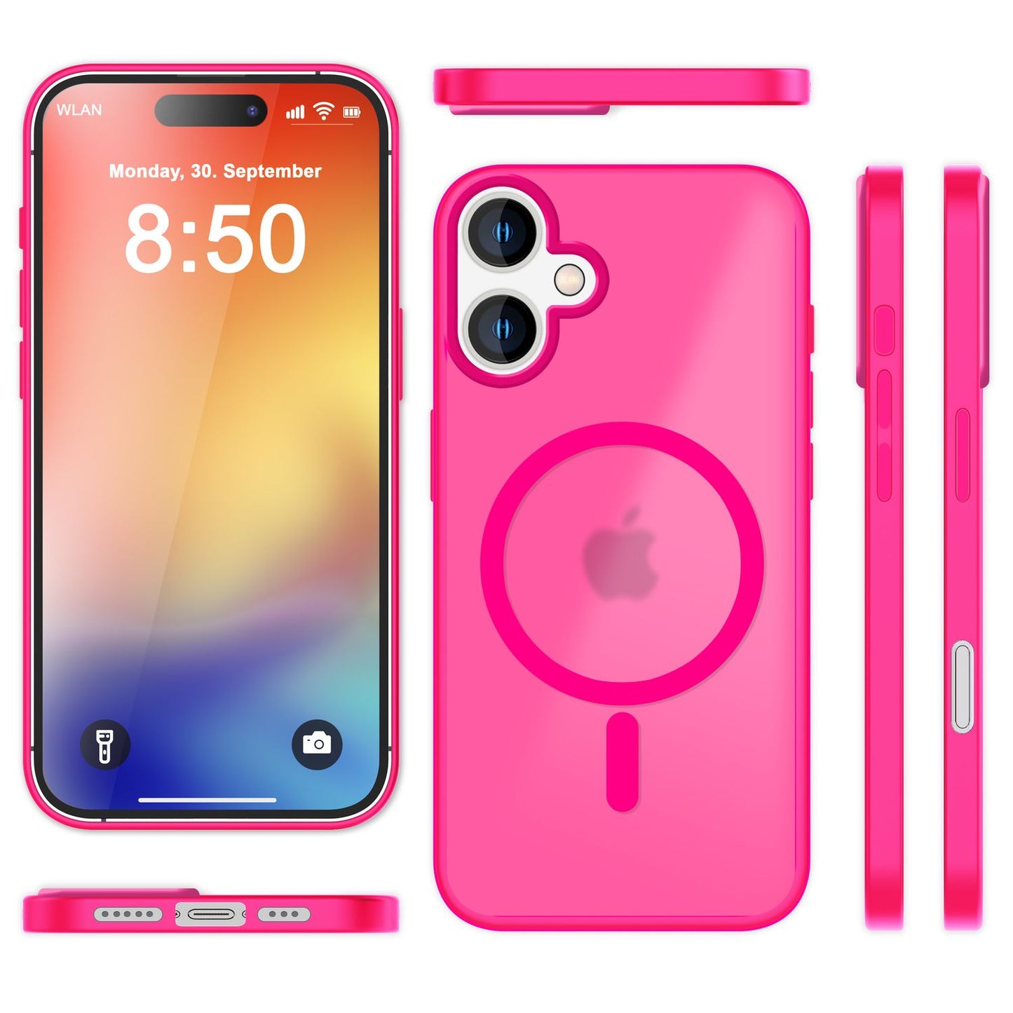 NALIA Matt MagSafe Hybrid hulstur fyrir iPhone 16, fingrafaravarnandi akrýlbakhlið, hálfgagnsætt hulstur