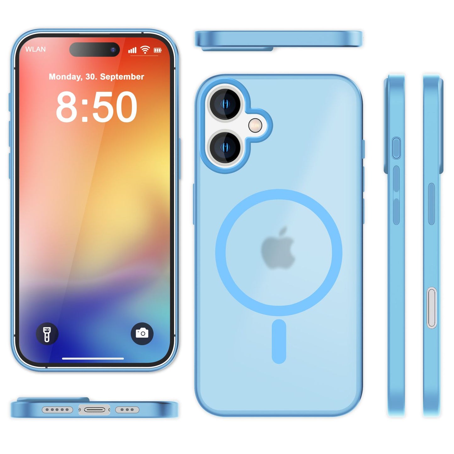 NALIA Matt MagSafe Hybrid hulstur fyrir iPhone 16, fingrafaravarnandi akrýlbakhlið, hálfgagnsætt hulstur